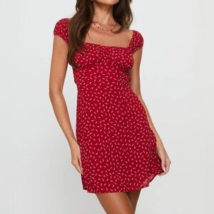 Princess Polly Tricia Cap Sleeve Mini Dress Red Floral size 4